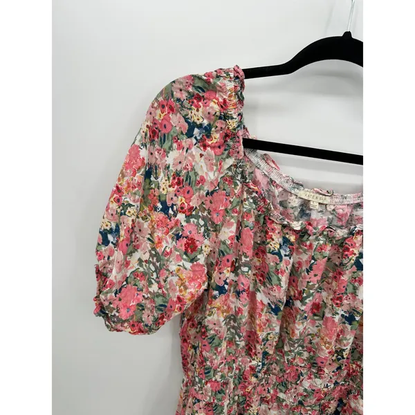 Kate & Sam Womens‎ Floral Boho Midi Dress Large Pink Peasant Cottagecore P6 - Image 5