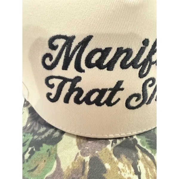 Cream Snapback Hat manifest Crown Camo Brim Embroidered new gift adult fun - Image 5