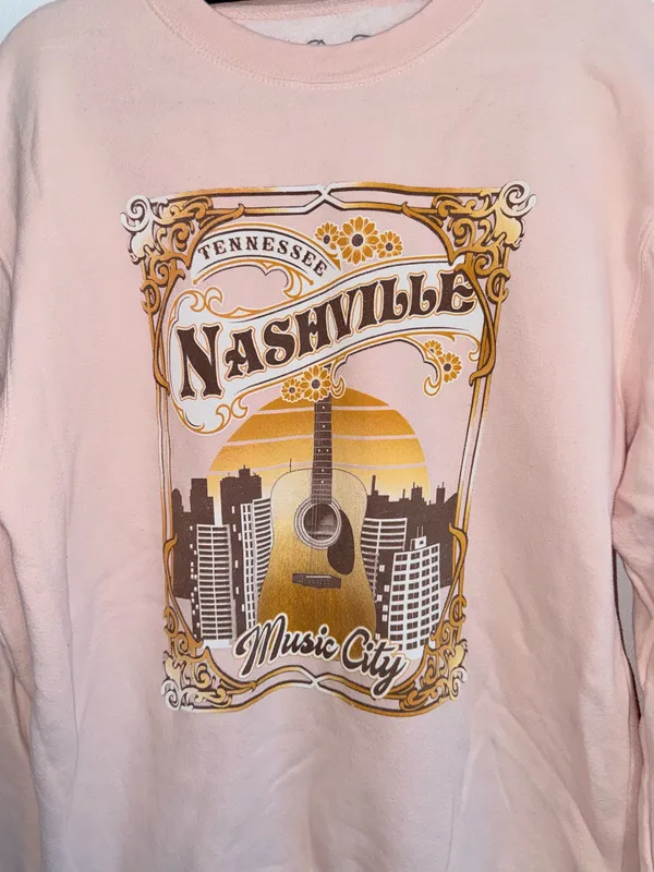 Nashville TN Light Pink Music City Graphic Sweatshirt Boutique - Image 4