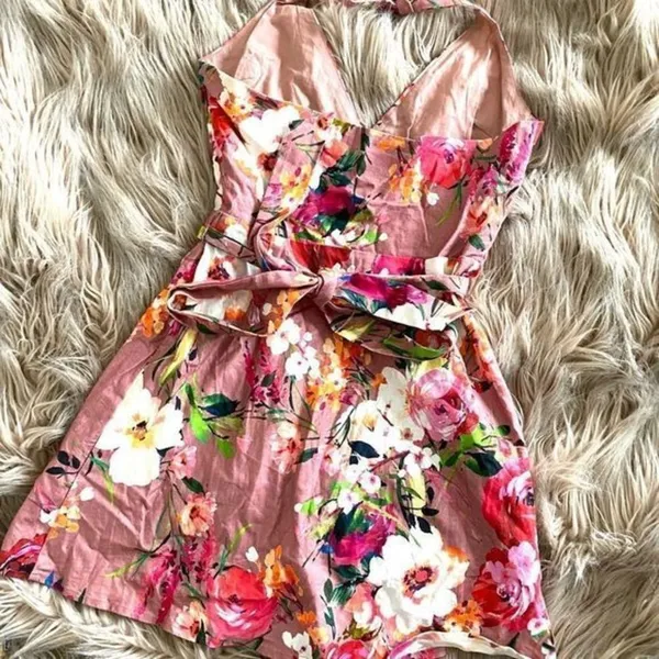 PRIVACY PLEASE Floral Mini Dress Pink Small‎ - Image 3