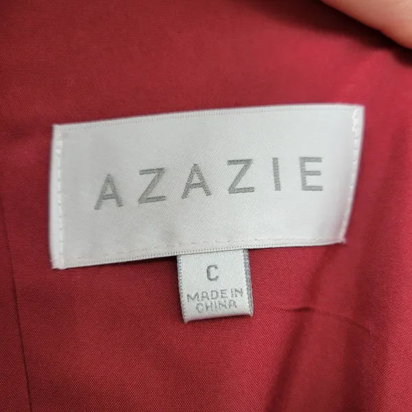 Azazie Gown Womens Large Red Pleated Chiffon High Slit Prom Bridesmaid Dress - Image 2