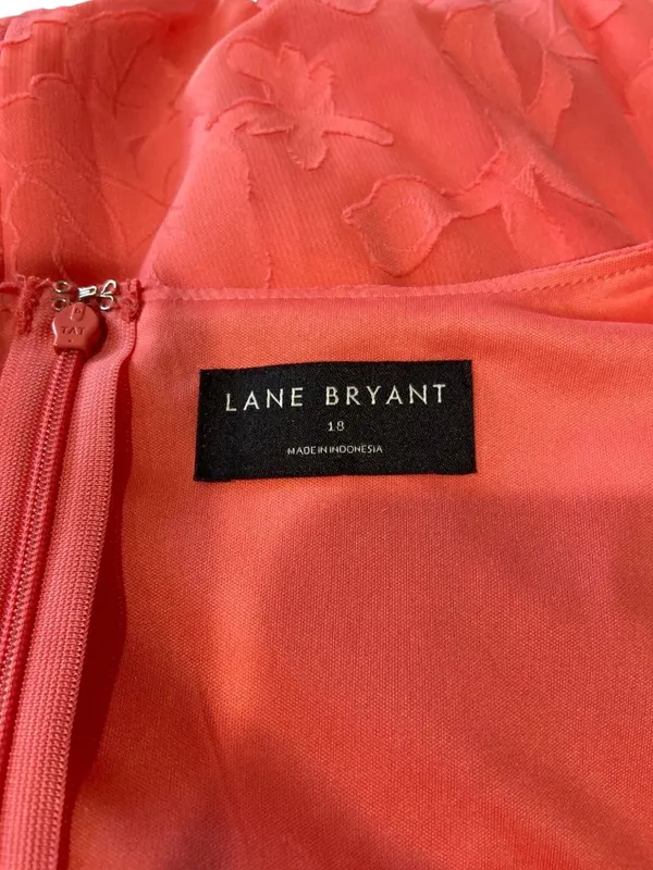 Lane Bryant Midi Faux Wrap Dress Coral Size 18 Summer Wedding Special Occasion - Image 3