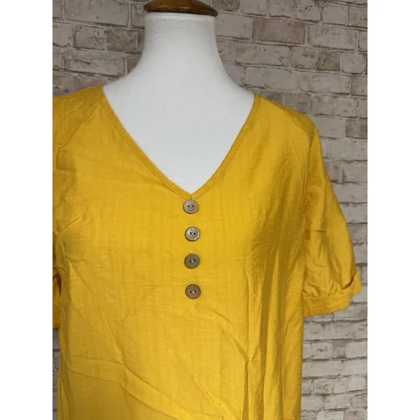 Emory rose M Yellow Midi Length Pockets Buttons‎ Sheath Overaize Size M - Image 3