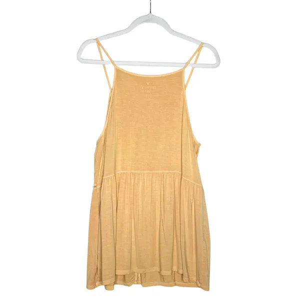 American Eagle Soft & Sexy Yellow Lace Trim Sleeveless Tank Top Size Large Boho - Image 8