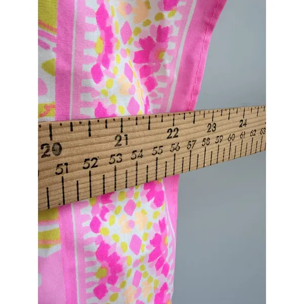 Lilly Pulitzer Pink Yellow Green Abstract Print Scarf - Image 4