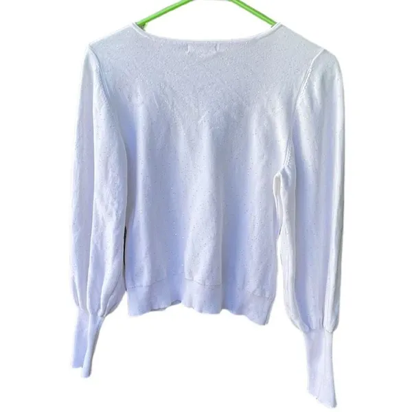525 America size M deep V tiny sequined ruched front sweater. - Image 2