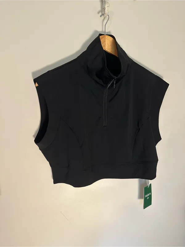 NWT Halara boxy mock neck quarter zip top black - Image 2