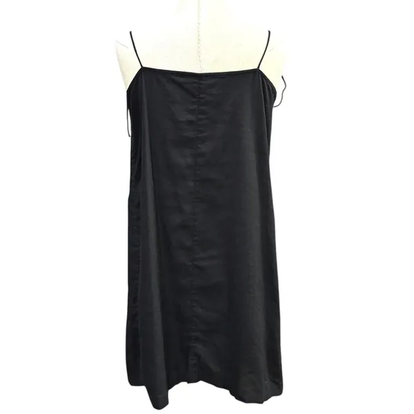 Old Navy L Black Linen Mini Dress Resort Party Goth LBD‎ Minimalist - Image 3