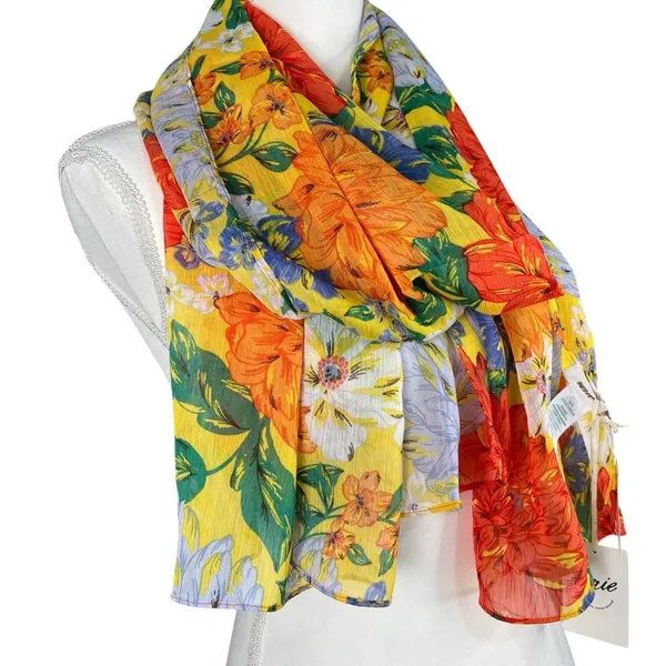aerie Wrap Scarf Bright Floral Print Sheer NWT - Image 2