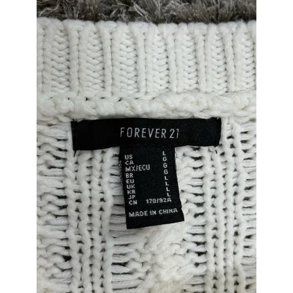 Women’s Ivory Chunky Cable Knit Sweater Pink Ribbon Bow Oversized Himekaji L - Image 9