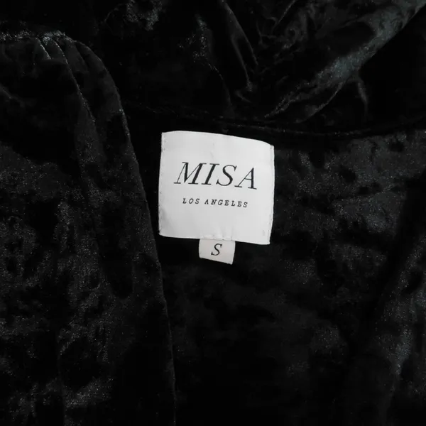 MISA Los Angeles Ophelie Black Crushed Velvet Tie Front Mini Dress Stretch Small - Image 10
