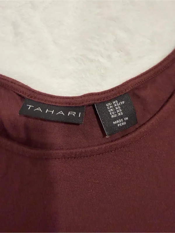 Tahari Brown Modal Blend Cap Sleeve Scoop Neck T Shirt - Size XS - Image 5