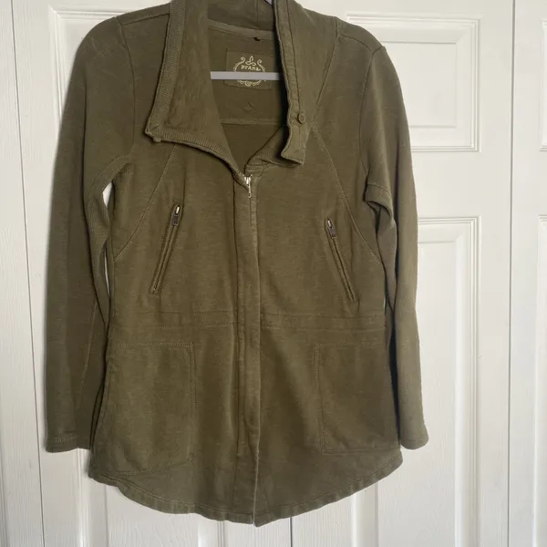Prana Breathe Jacket Womens Size‎ S Olive Green Organic Cotton Zip Up Utility - Image 3