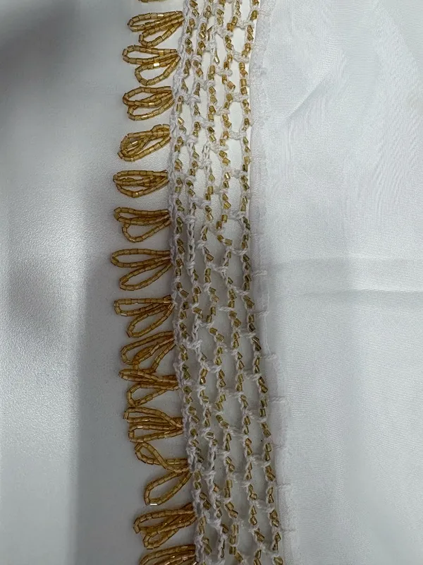 Egyptian Belly Dance Hip Scarf With Gold‎ Bead Trimming - 39" x 25" x 25". - Image 8