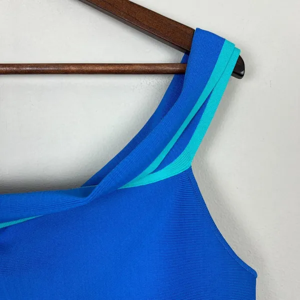 BCBG MAXAZRIA Top Womens XL Blue‎ Off The Shoulder Cropped Stretch Knit New NWT - Image 4
