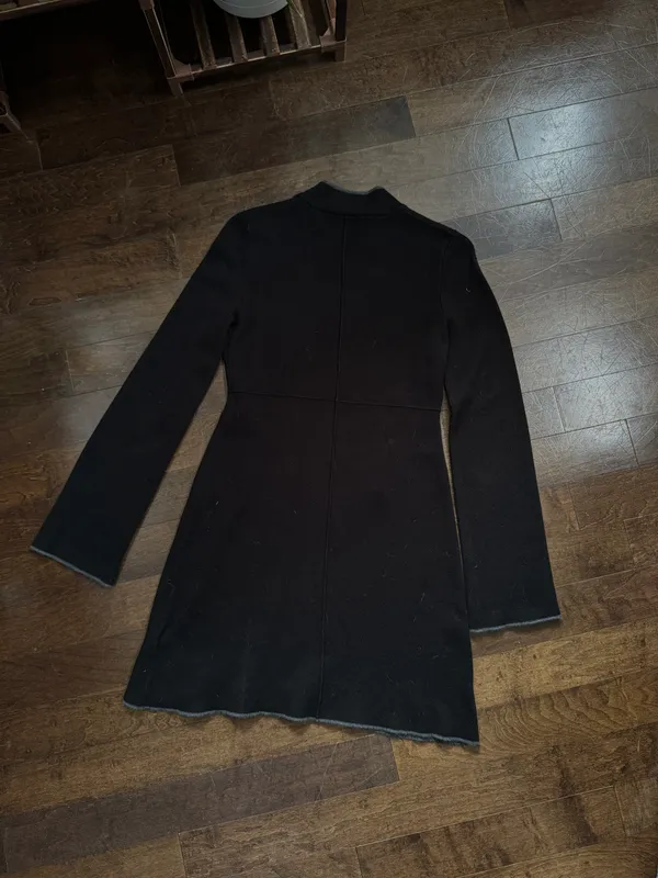 Topshop black mock neck bell sleeve fit and flare comfy knit sweater mini dress - Image 8