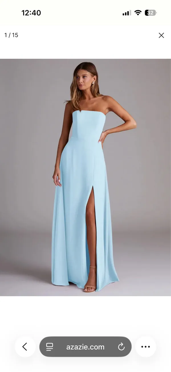 Azazie Wren Chiffon Dress, Sky Blue, NWT - Image 3