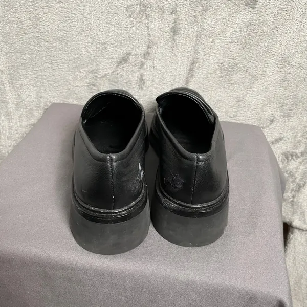Vince Black Leather Robin Penny Loafer‎ Square Toe Chunky Women's 7.5 - Image 7