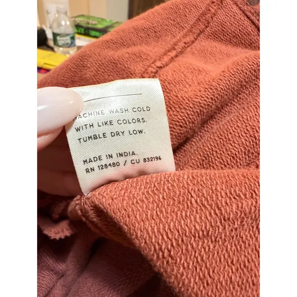 Pact Organic Cotton Sweatshirt Dress Rust Brown Botanical Leaf Print Mini Small - Image 7