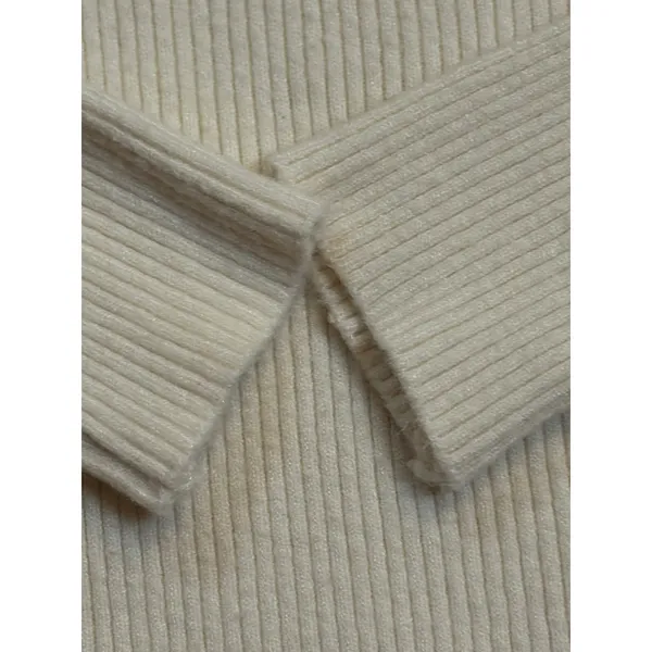 SHEIN Cream Ribbed Knit Turtleneck Sweater - Form Fitting - Size S - Image 5