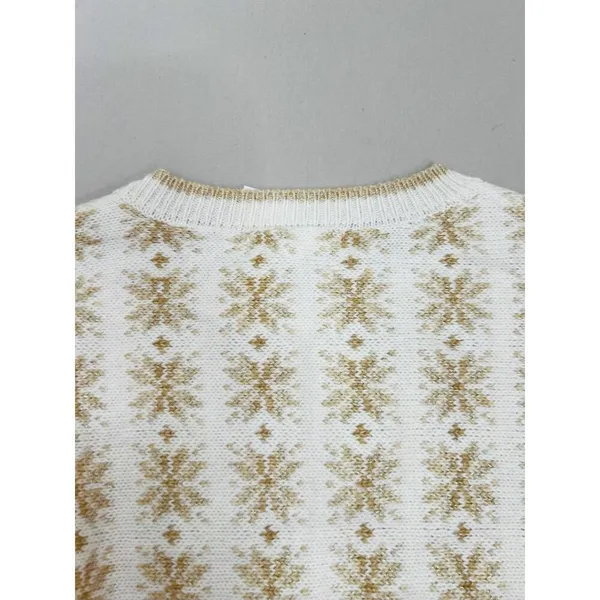 Workshop Republic Clothing Womens Sweater Size S Fair Isle Cream Gold Cozy - Image 8