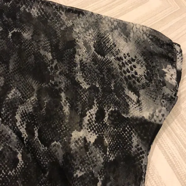 Express Snakeskin Sheer Short-sleeve Blouse - Image 4