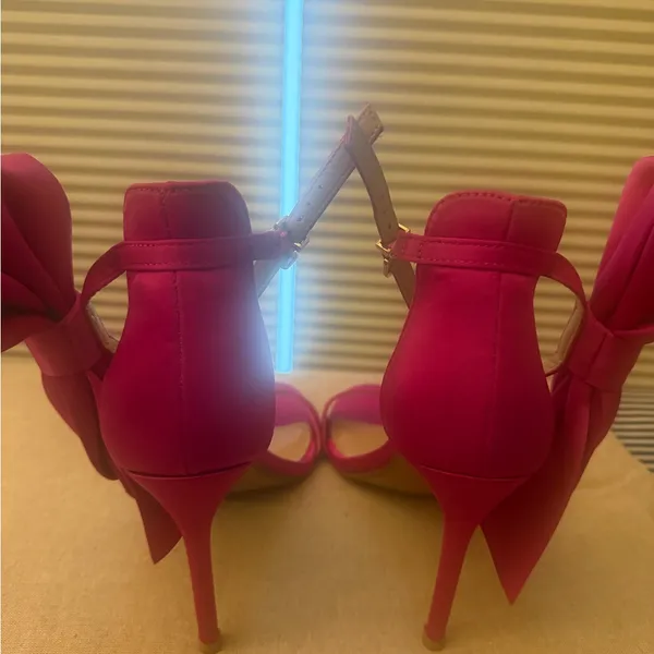 Express Beautiful Fuchsia Satin Bow Heels! - Image 4