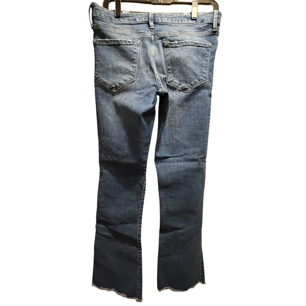 Free‎ People Mid Rise Raw Hem Flare Jeans Medium Wash Blue W28 61855-16515125 - Image 5