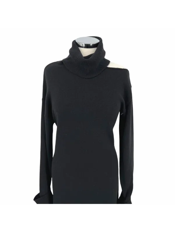 PAIGE Raundi Cutout Turtleneck Midi Sweater Dress Black Wool Blend Size XS NWOT - Image 3