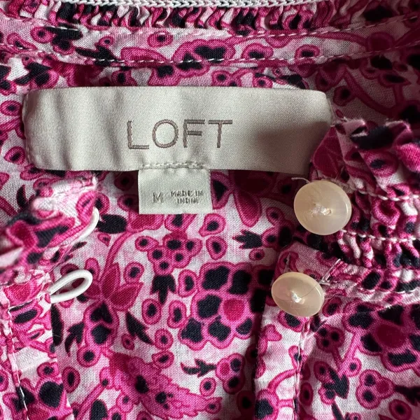 Loft Womens Size Medium Smocked Button Blouse - Image 8