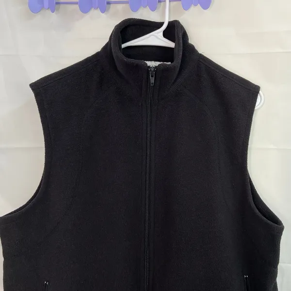 Architect women's black fleece mock neck full zip soft winter basic vest large‎ - Image 3