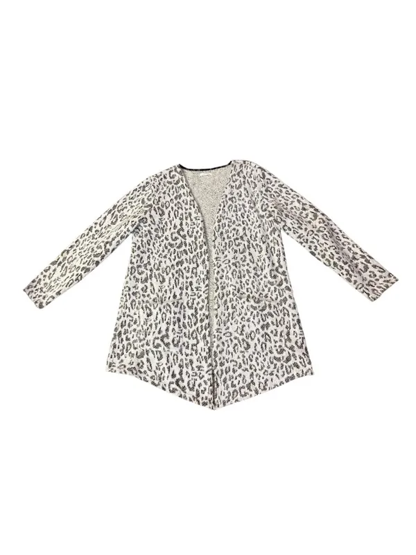 Maurices Womens XXL Fuzzy Open Front Cardigan Leopard Print Cozy Pockets Used - Image 3