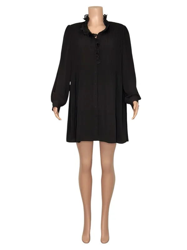 SÉZANE Camelia Long Sleeve Mini Dress, Black, FR42/US10 - Image 9