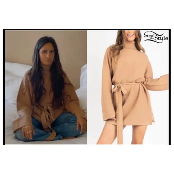 Kittenish Neutral Territory Oversized Ribbed Tan Mini Sweather Dress Size XS - Image 2