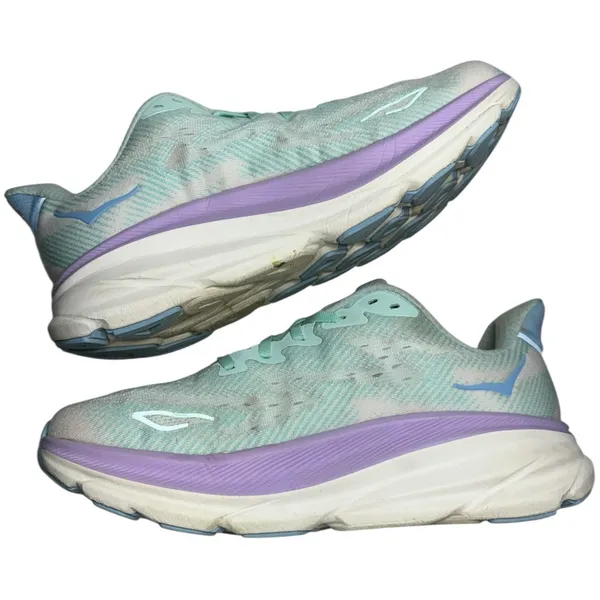 Hoka One One Women’s 8.5 B Seafoam Green Purple Clifton 9 Running Shoes Sneakers - Image 8