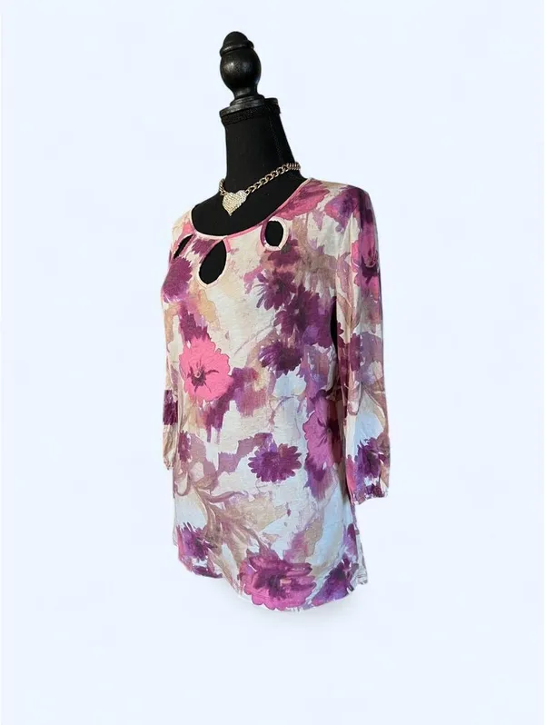 Vintage Y2K Ann Taylor Floral Cutout Coquette Boho Top size large 💜 - Image 5