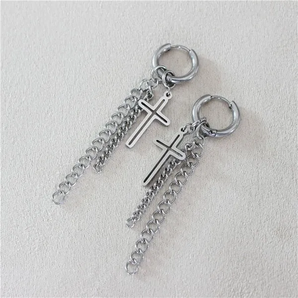 Cross Dangle Drop Earrings for Men Women Streetwear Unisex Hip Hop Style - Image 3
