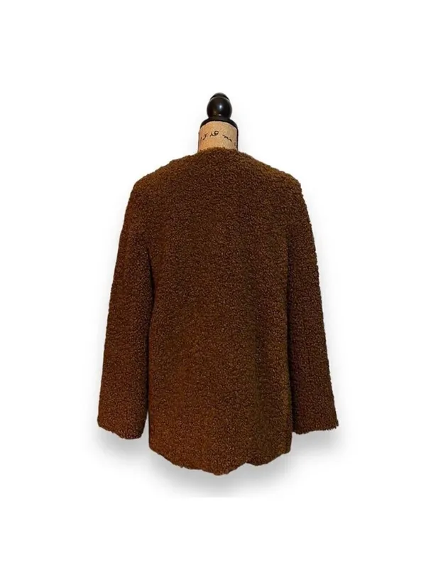Teddy Jacket Coat Women’s Size Medium Brown Max Studio - Image 7