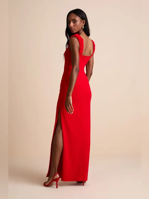Lulu's Tayla Red Sleeveless Ruched Column Maxi Dress Long Dress Party Size Small - Image 3