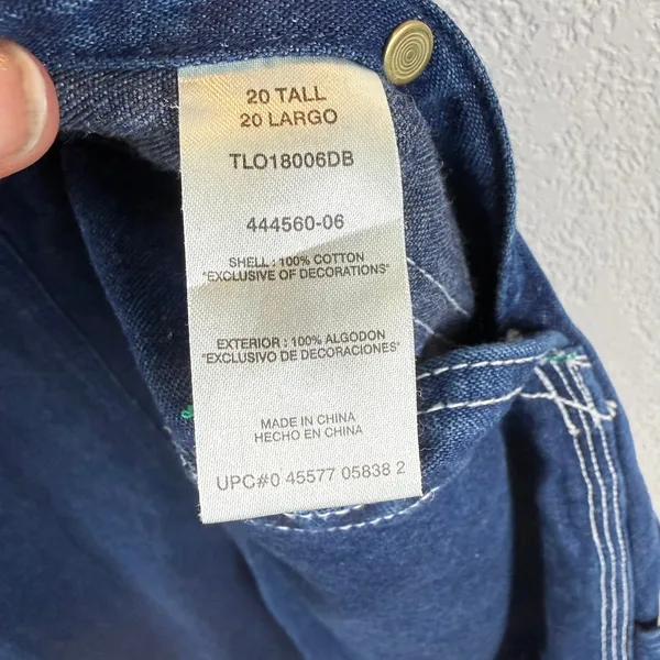 Liberty Denim Overalls — Women's Size 20‎ Tall Green Zip Accent Carpenter Style - Image 9