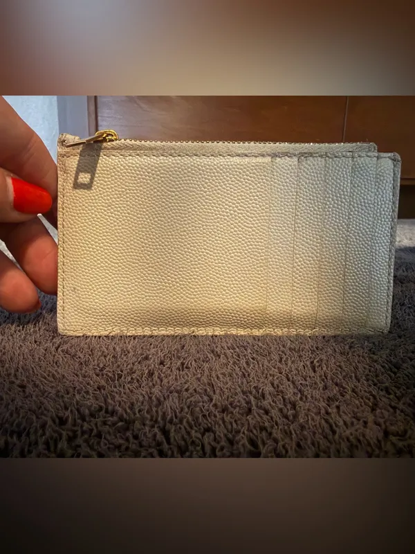 Ysl Cassandre Matelassé Fragments Card Case In Grain De Poudre Leather White Coa - Image 5