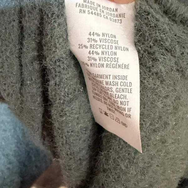 Aerie Womens Ribbed Oversized Balloon Sleeve Fuzzy Knit Sweater Teal Blue Medium - Image 6