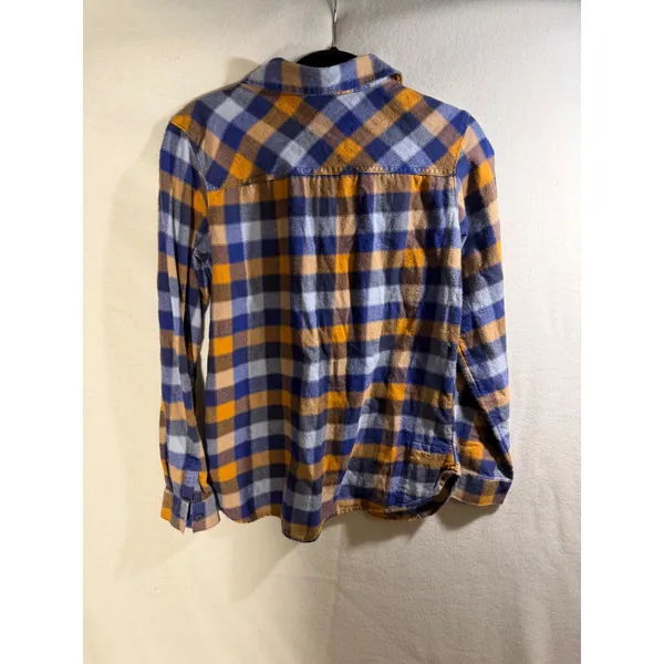 Columbia Sportswear Womens Medium Blue Orange Plaid Flannel Button Down Shirt - Image 3