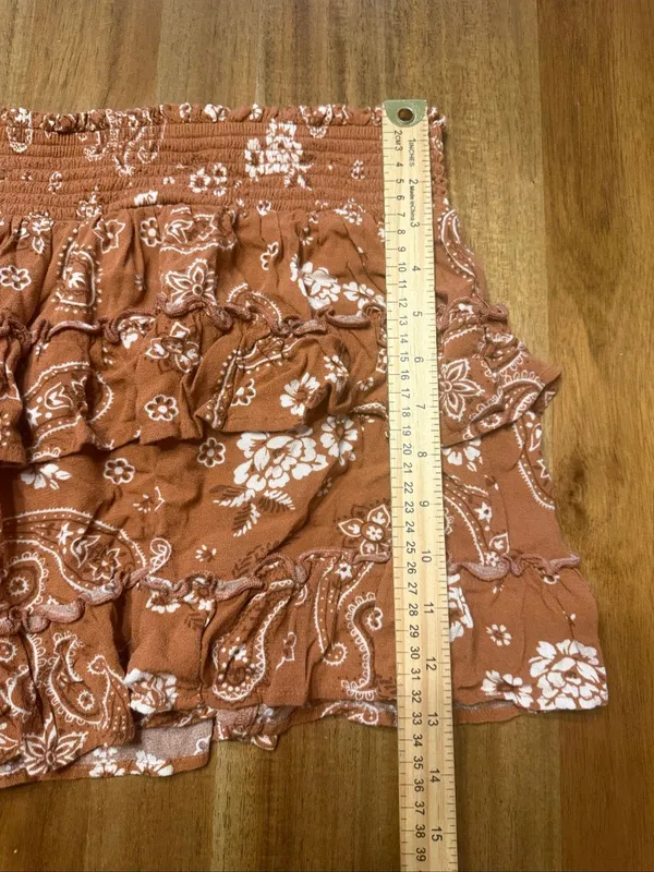 Aerie Ruffle Mini Skirt Jupiter Brown Size Medium - Image 7