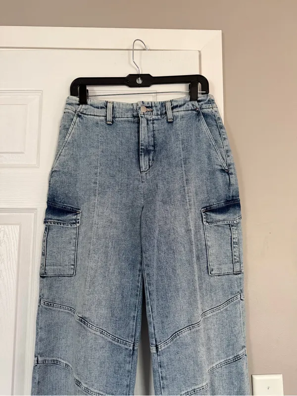 L’agence High Rise Wide Leg Barrel Style Blue Denim Jeans - Image 4
