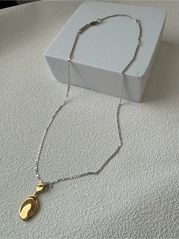 NWOT Jenny Bird Two-Tone Silver Chain Necklace with Gold Pendant Charm - Image 3