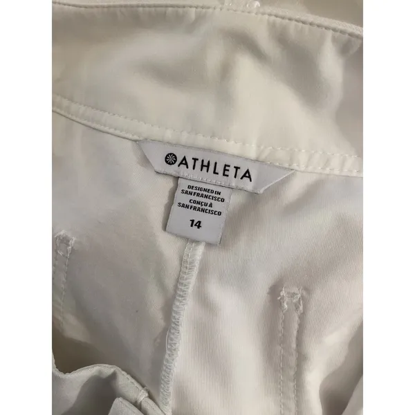 Athleta White Cargo Crop Pants Size 14 Wide Leg Relaxed Fit - Image 4