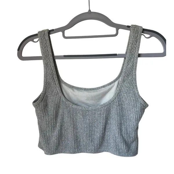 Abercrombie Gray Ribbed Crop Top - Small - Image 2