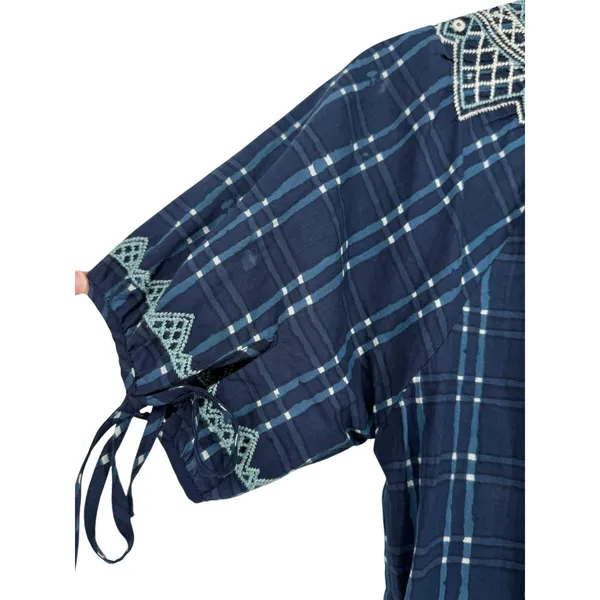 NWT Madewell Embroidered Puff-Sleeve Babydoll Dress Indigo Plaid Size XS Preppy‎ - Image 13