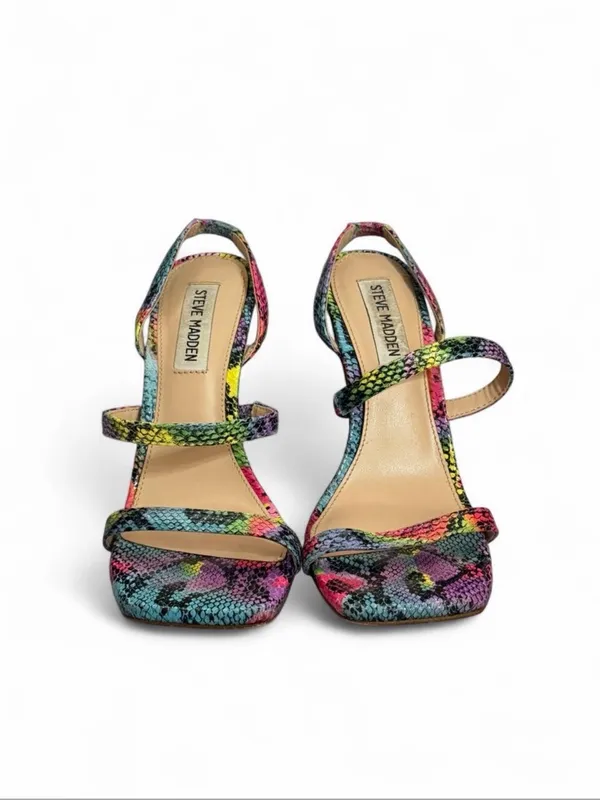Steve Madden Multicolor Snake Print Strappy Heels Size 6 - Image 2